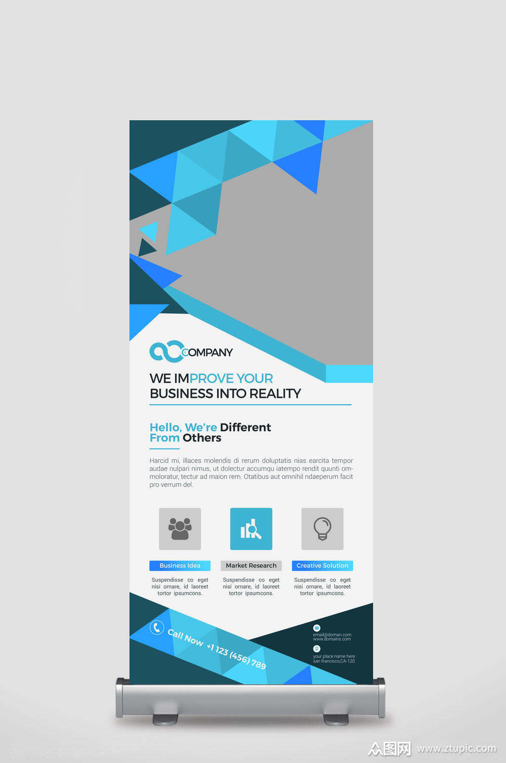 时尚英文商务易拉宝展架设计模板下载-编号1681030-众图网