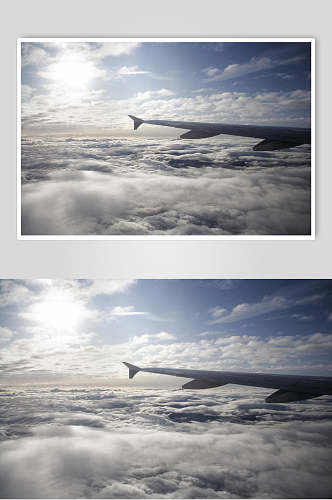 客运客机民航飞机机翼高清摄影图片