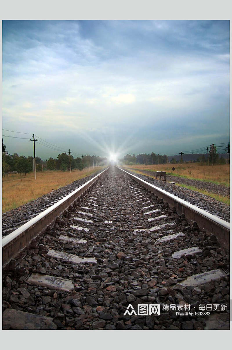 乡间铁路风景特写高清图片素材