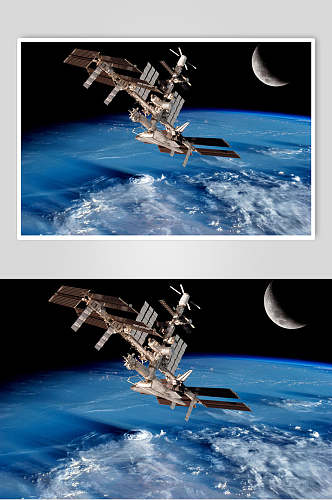 蓝色空间站航天科技人造卫星设备图片