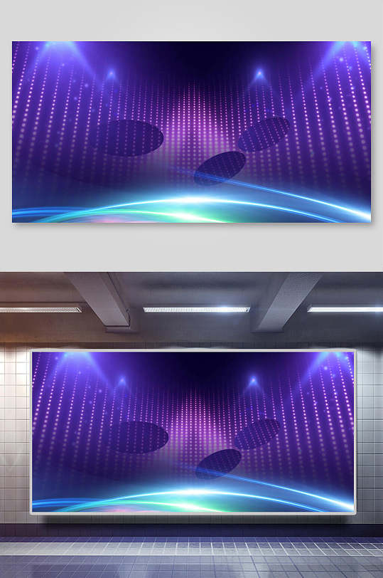 蓝色灯光炫彩企业年会会议背景素材-众图网