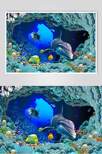 海洋动物海洋世界海底世界D立体图海报