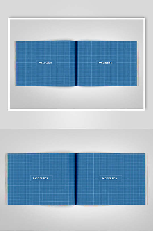 蓝色画册相册贴图样机效果图