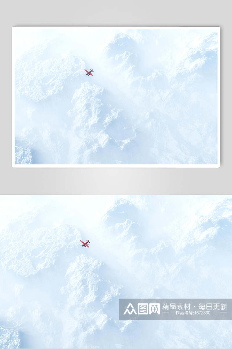 雪山航空飞机蓝天摄影图素材