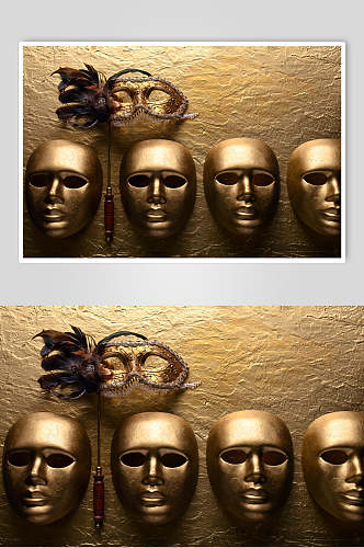金色面具摄影图片