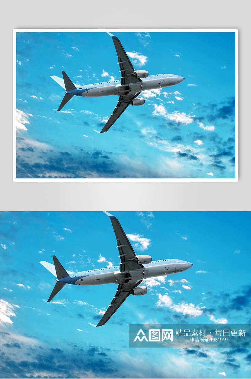 客运客机民航飞机蓝天上的飞机摄影图素材