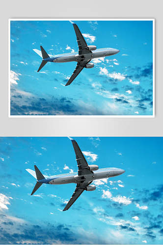 客运客机民航飞机蓝天上的飞机摄影图