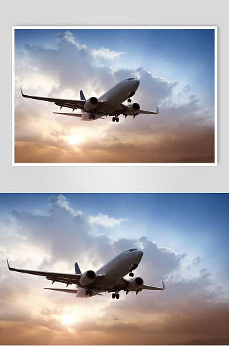 客运客机民航飞机飞行摄影图