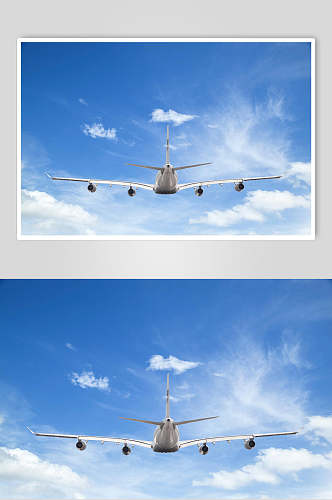 蔚蓝天空客运客机民航飞机高清摄影图片