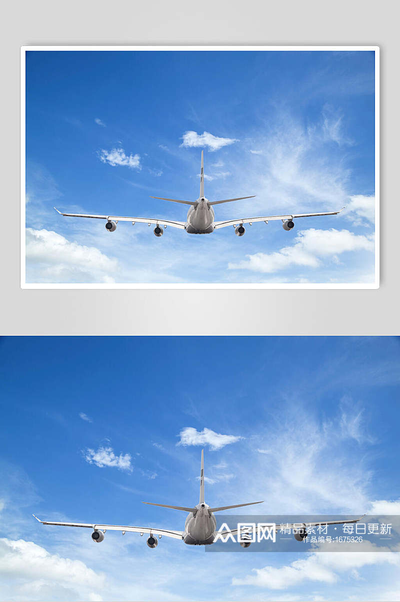 蔚蓝天空客运客机民航飞机高清摄影图片素材