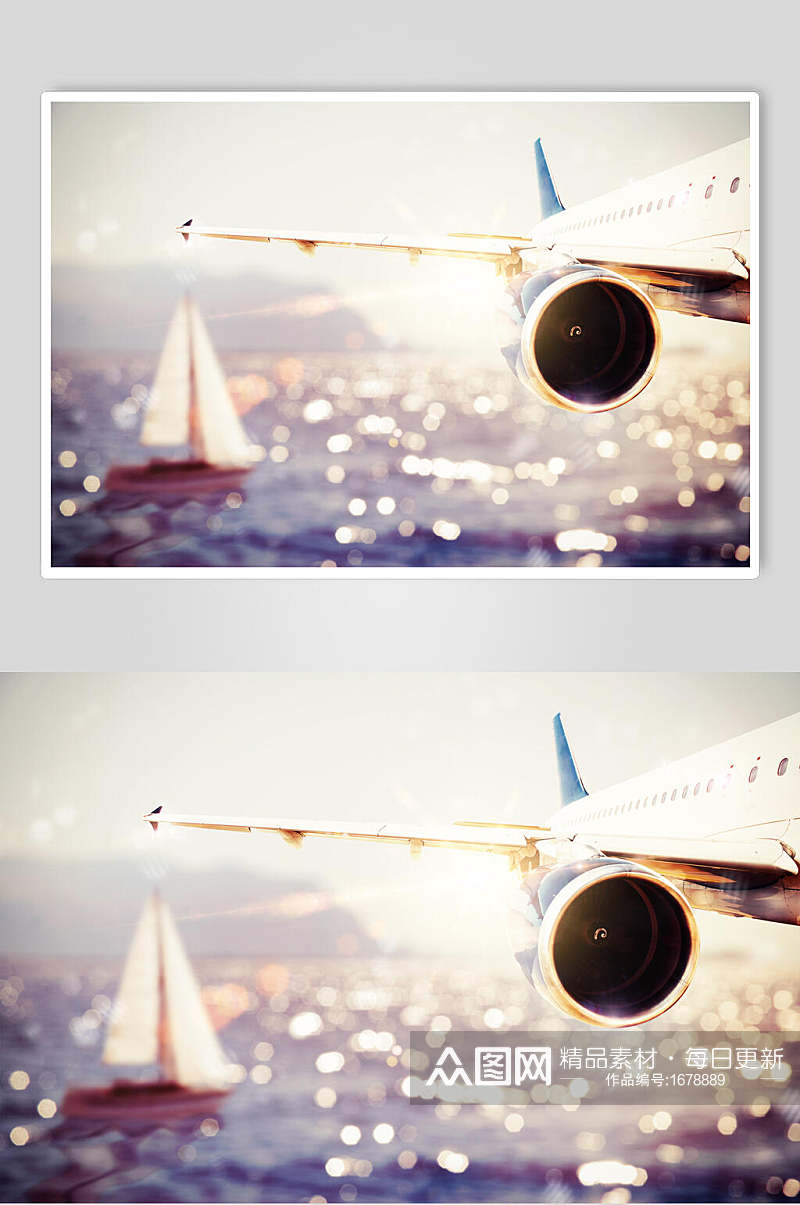 海上飞行客运客机民航飞机图片素材