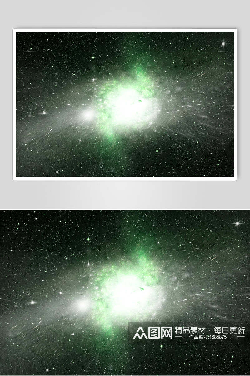 发光绚丽绿色梦幻星空摄影图素材