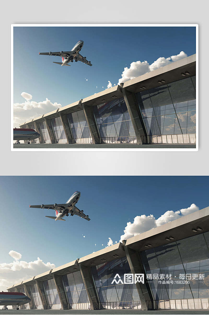 客运客机民航飞机机场上空的飞机摄影图素材
