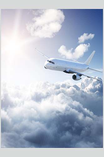 云层客运客机民航飞机高清摄影图片
