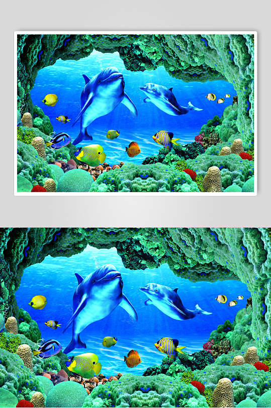靓丽海洋世界海底世界d立体图海报