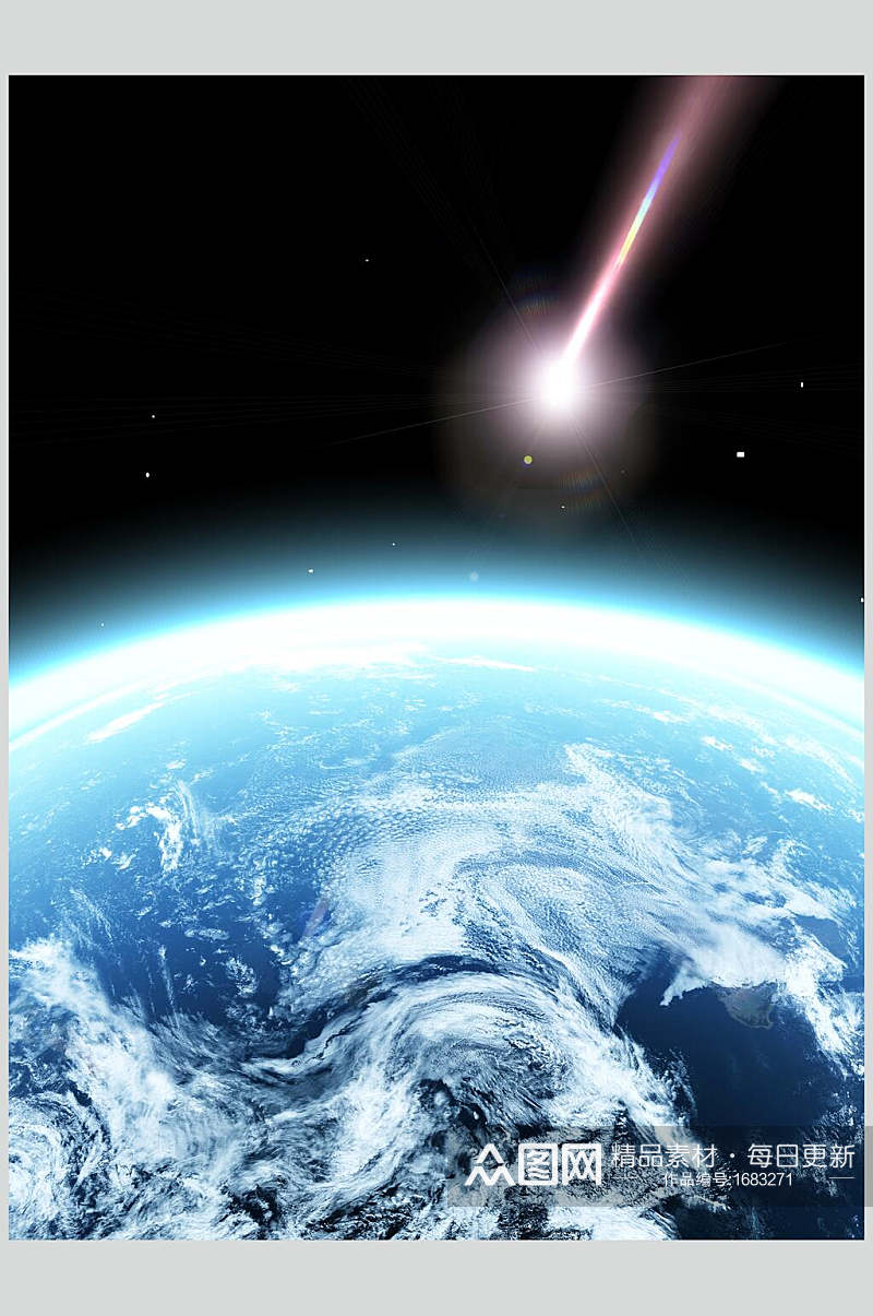 太空星球流星进入大气层摄影视觉素材