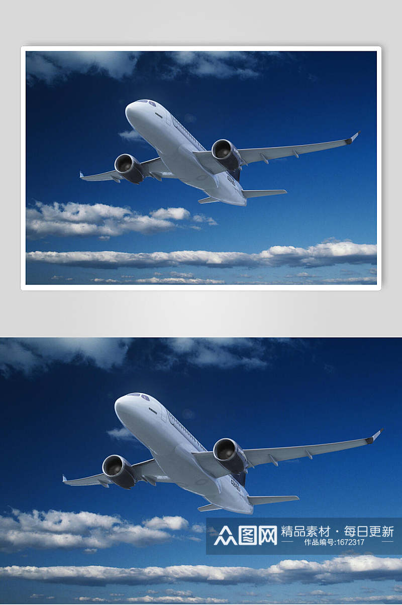 航空飞机客机蓝天摄影图素材