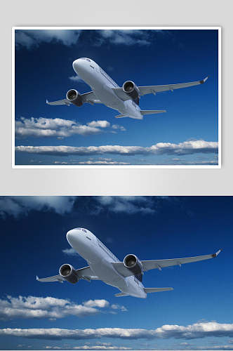 航空飞机客机蓝天摄影图