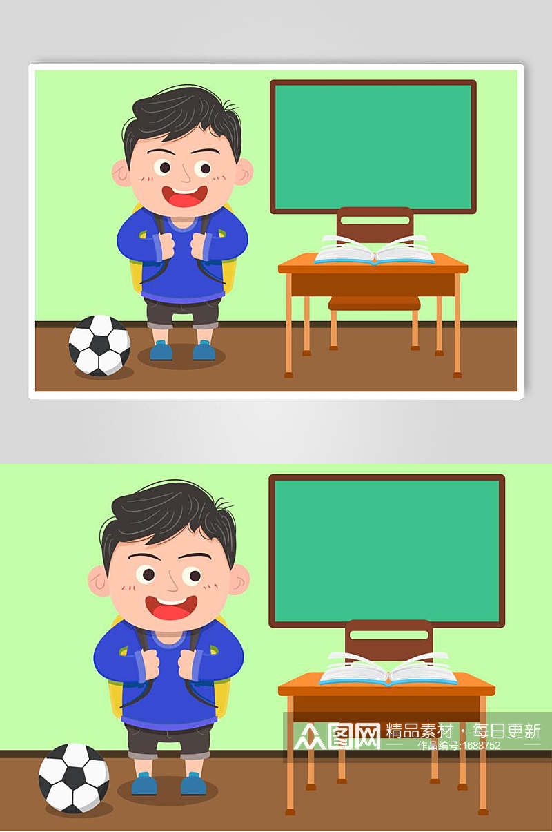 儿童卡通踢足球插画素材素材