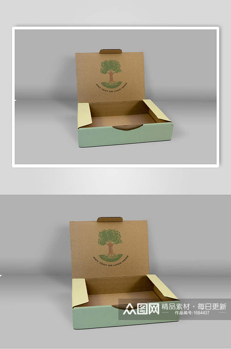 披萨包装盒纸盒内部样机效果图素材