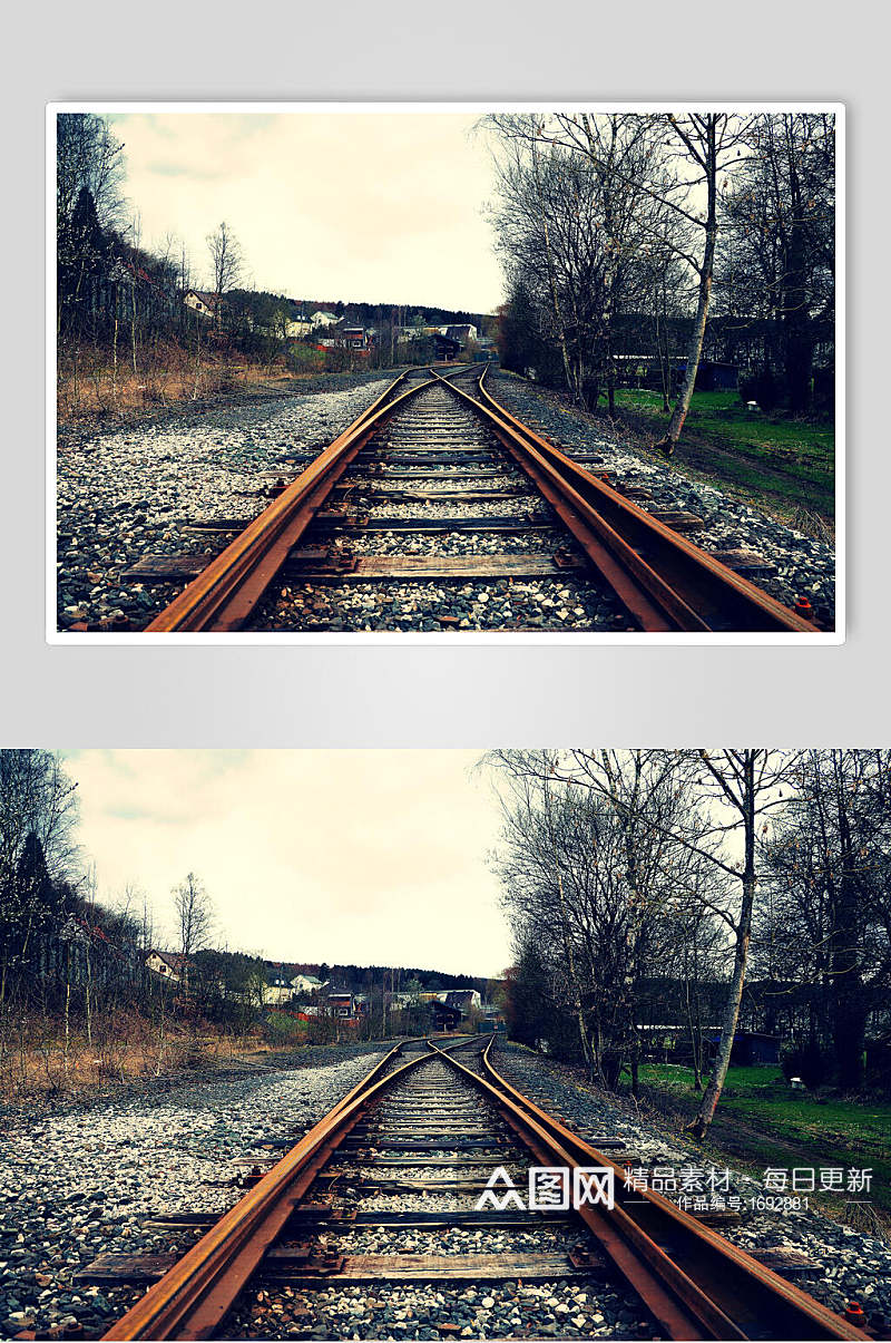 水墨铁路风景高清图片素材