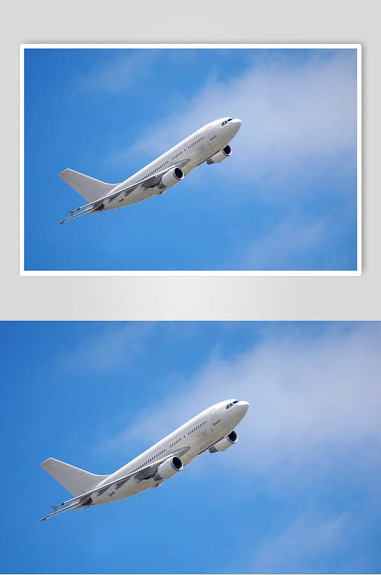 客运客机民航飞机乘风而上的飞机摄影图
