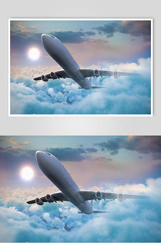 客运民航飞机天空外拍摄影图