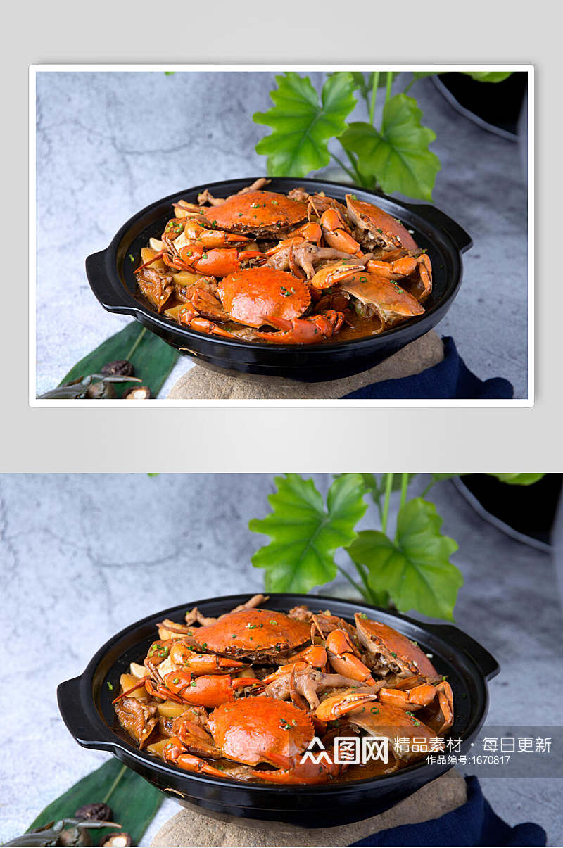 干锅香锅海鲜大闸蟹高清图片素材