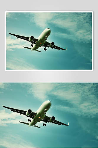 客运客机民航飞机底部高清摄影图片