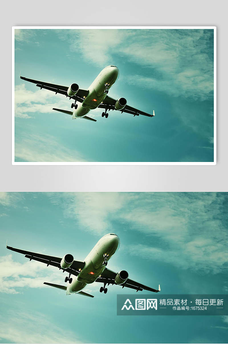 客运客机民航飞机底部高清摄影图片素材