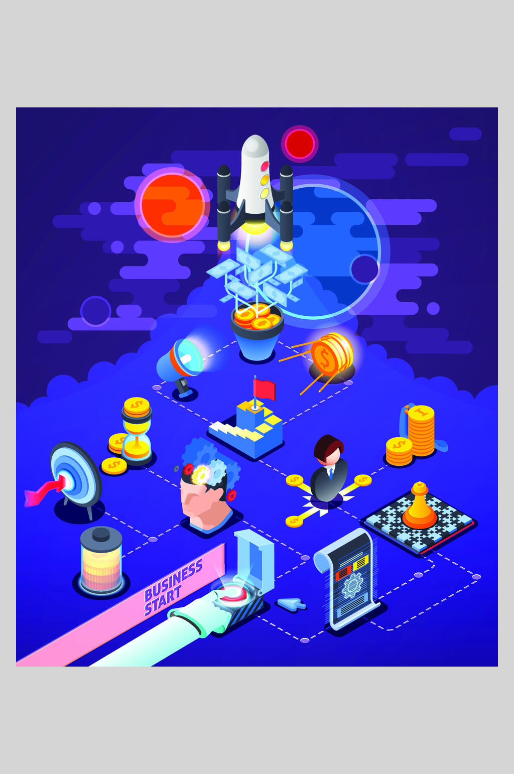 金融商务扁平化插画素材