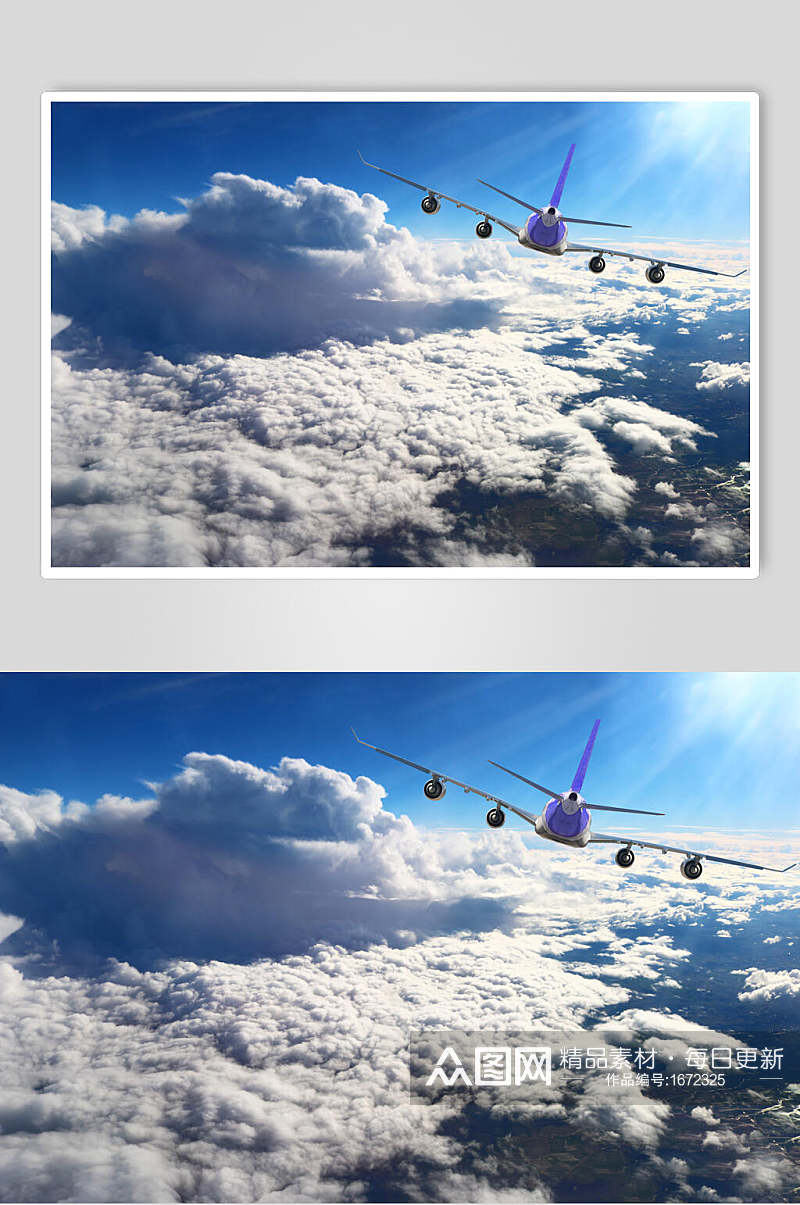 大气飞机飞翔风景摄影图素材