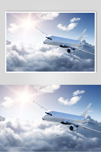 白云天空客运客机民航飞机侧面图片