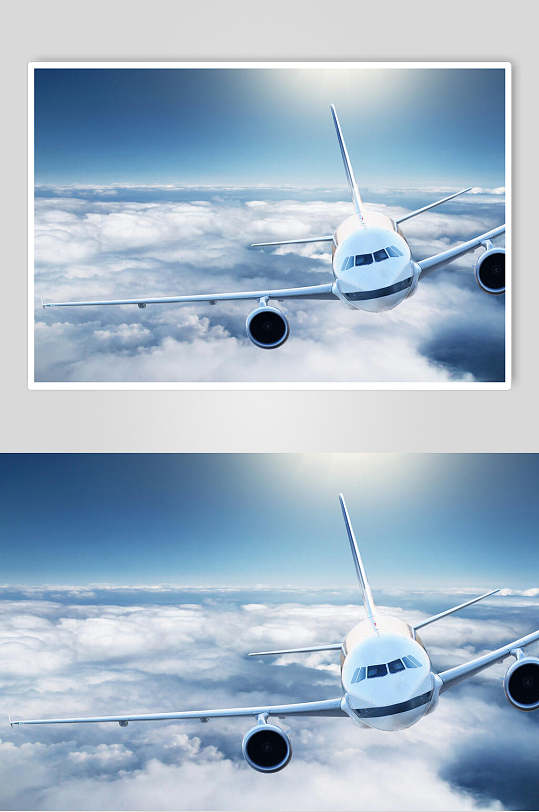 客运民航飞机天空外拍摄影图