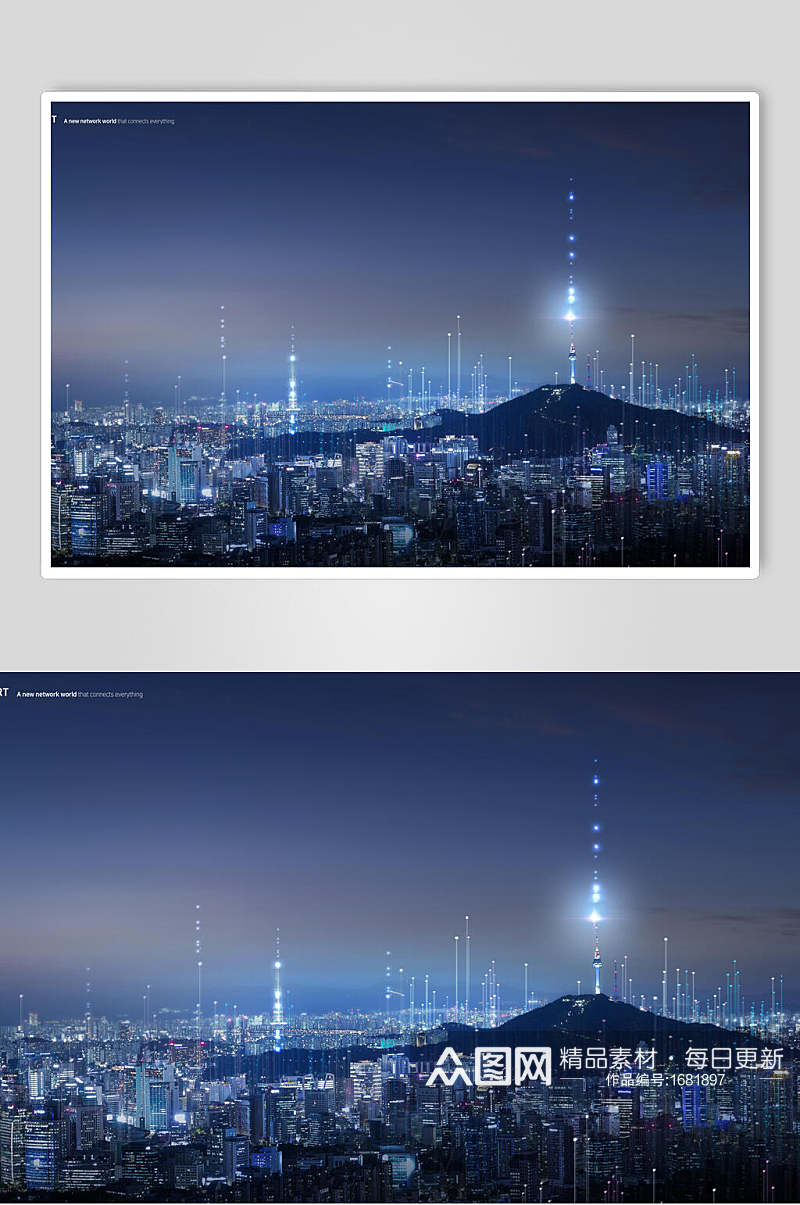 海报设计网络世界城市轮廓城市夜景素材