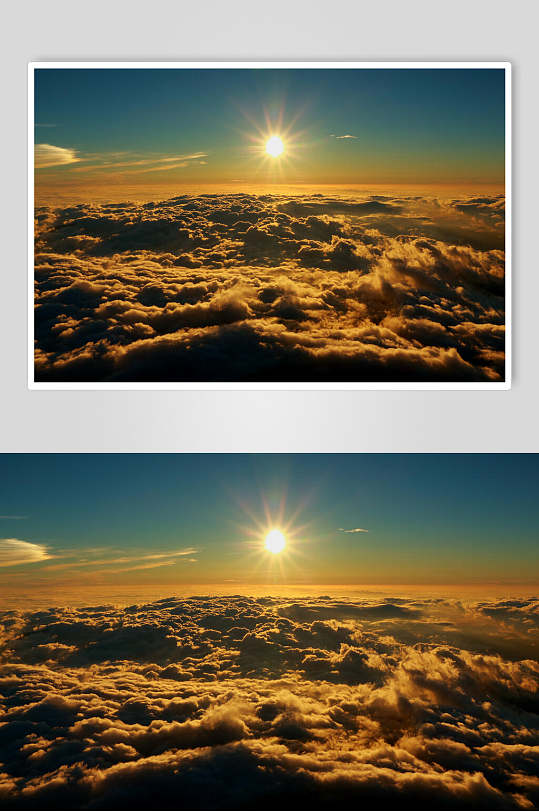 日出山顶天空白云摄影图