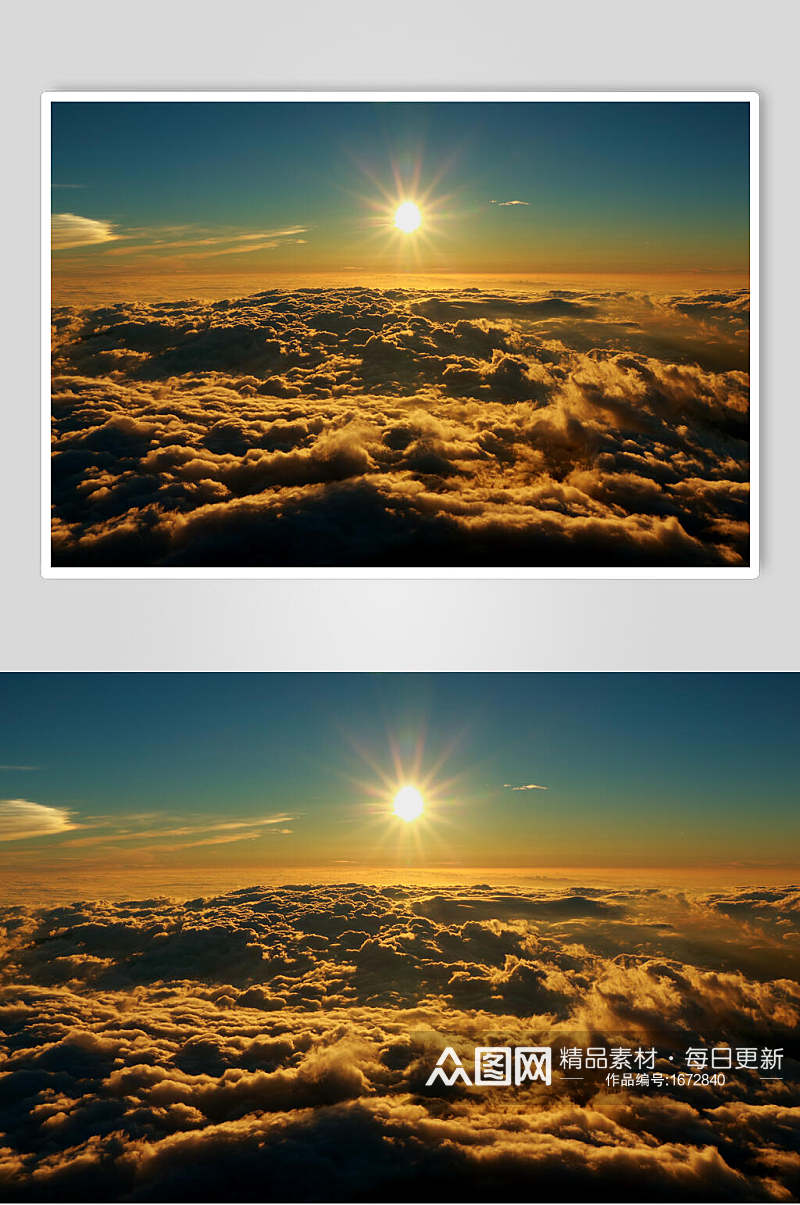 日出山顶天空白云摄影图素材