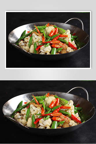 干锅香锅白花菜食品高清图片