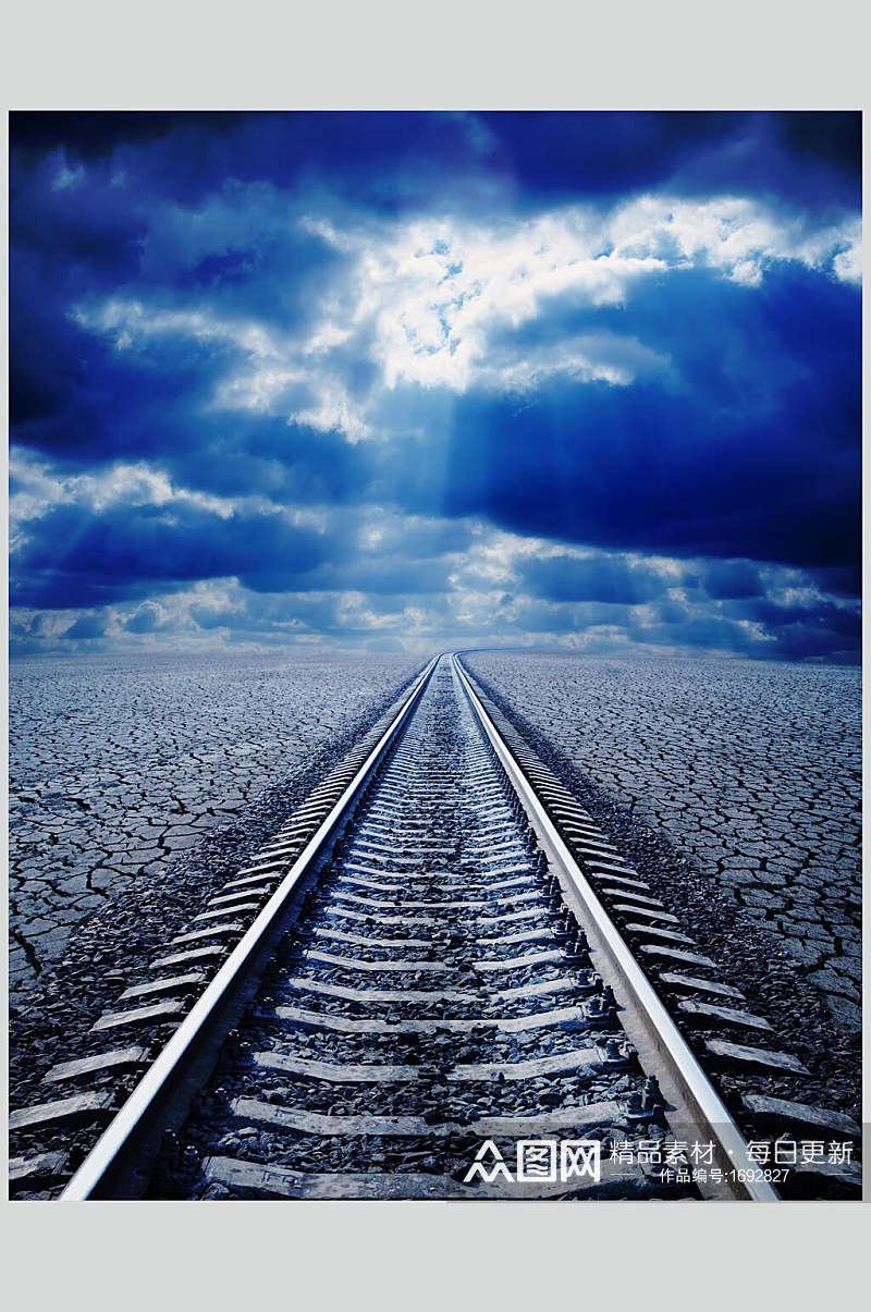 蓝色铁路风景高清图片素材