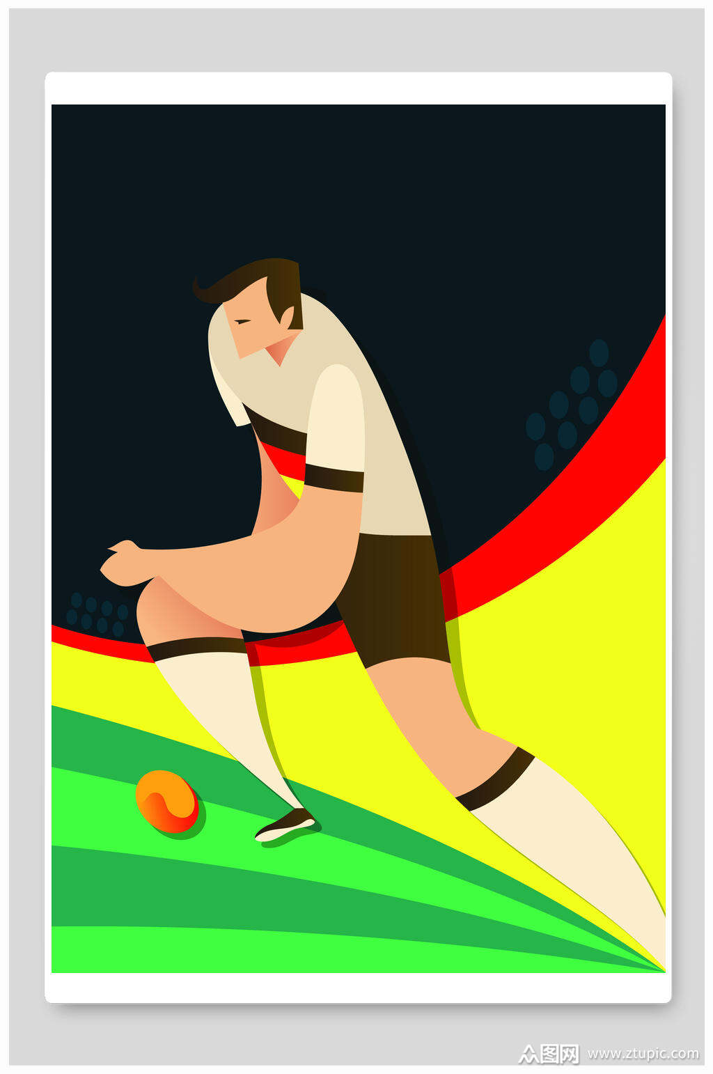 扁平风足球运动世界杯插画素材