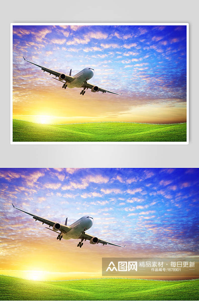 蓝天下的客运客机民航飞机摄影图片素材
