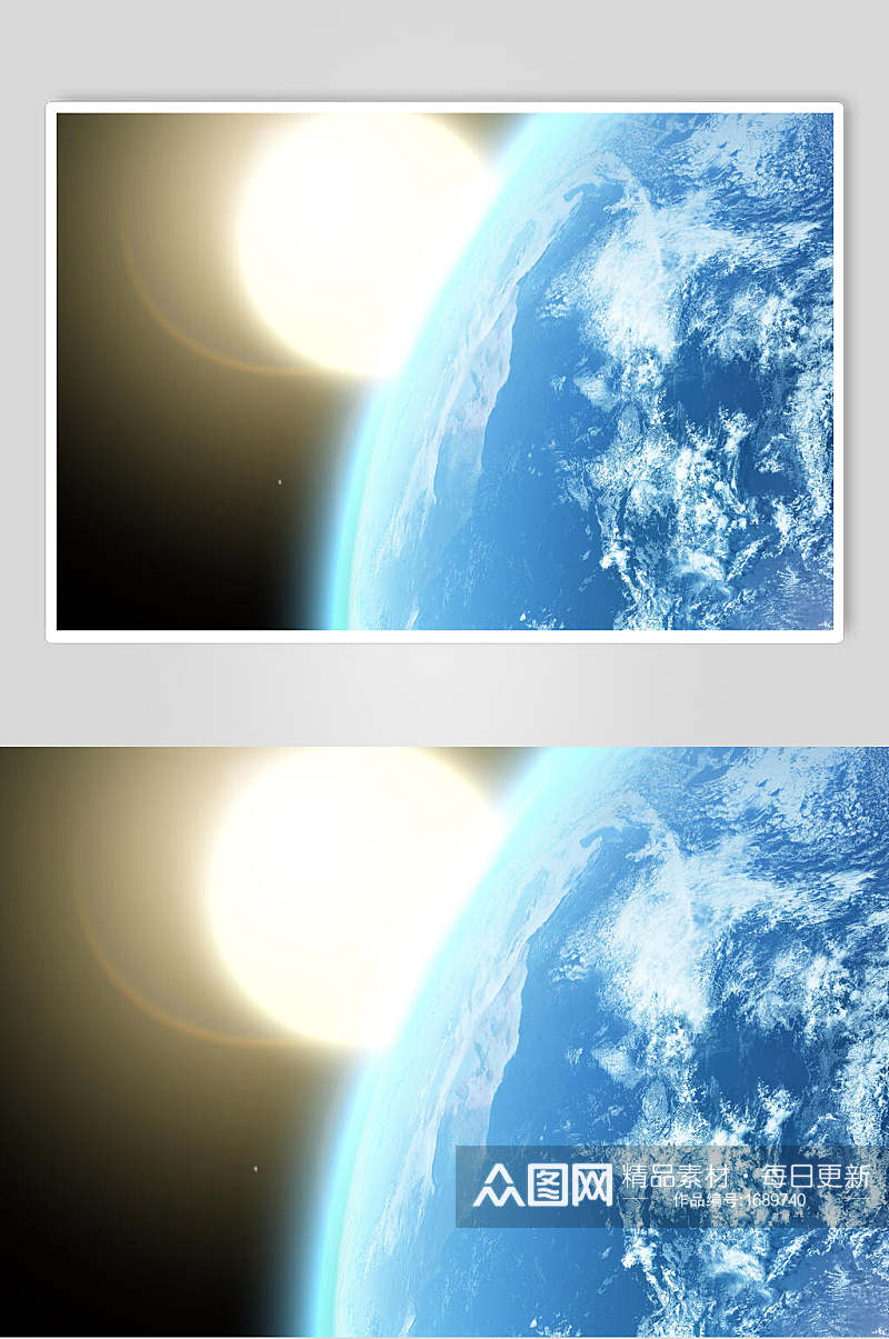 蓝色太空星球表面图片素材