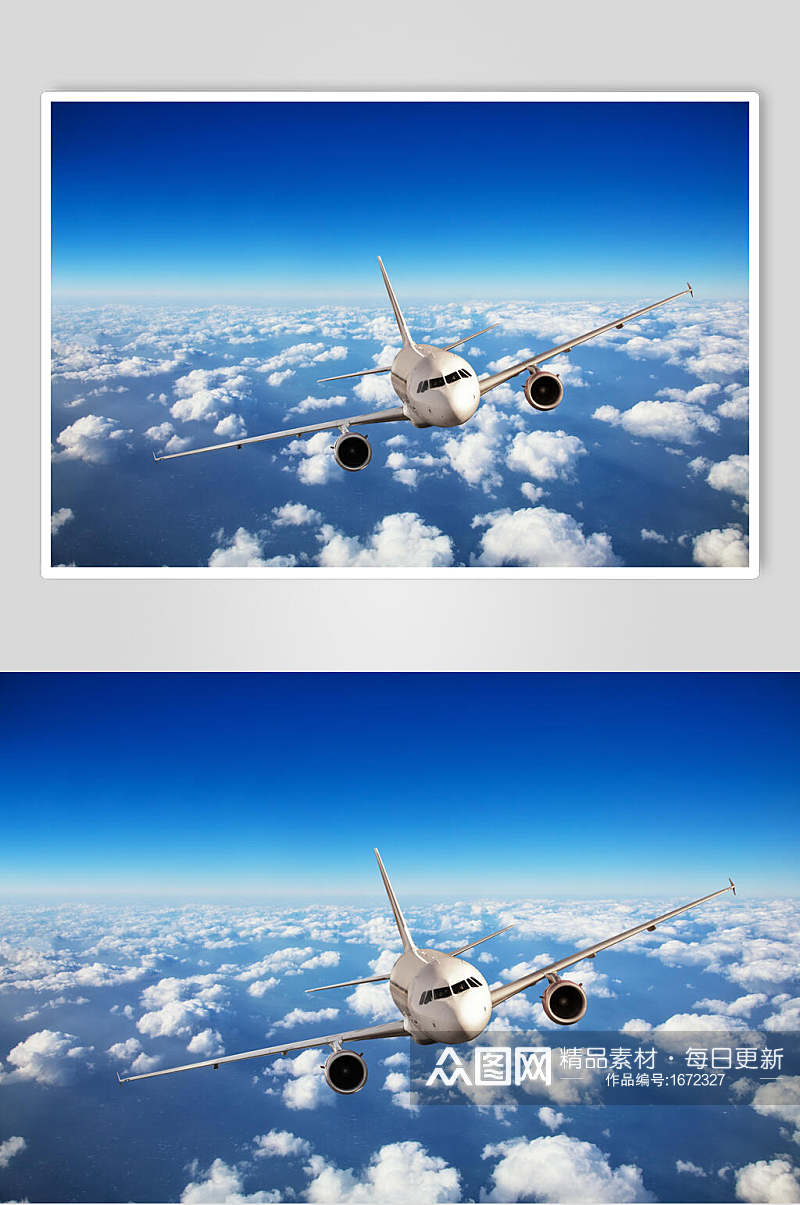 唯美蓝天中国航空飞机蓝天摄影图素材
