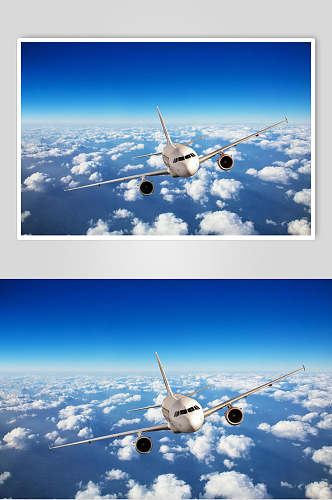 唯美蓝天中国航空飞机蓝天摄影图