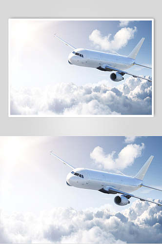 客运客机民航飞机蓝天天空飞行摄影图