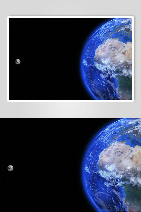 太空星球月球和地球的距离摄影图