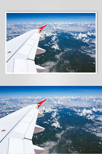 阳光明媚客机民航飞机空中摄影