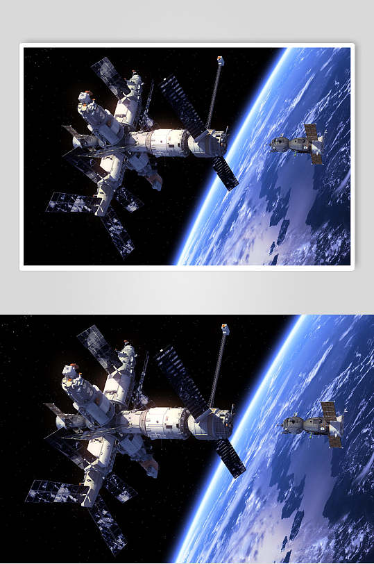 空间站航天科技人造卫星对接图片