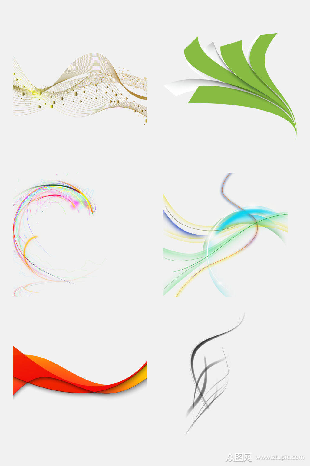 五彩斑斓动感线条免抠元素素材