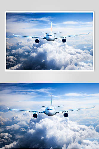 蓝白客运客机民航飞机高清摄影图片